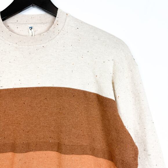 Kuhl Womens Valencia Stripe Crew Sweater Beige Brown Cotton Blend $69 - Size M - Picture 2 of 10